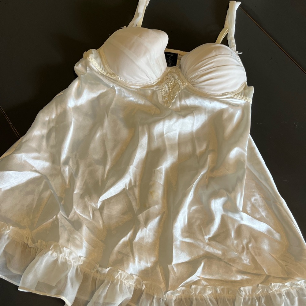 Vntg White lace babydoll lingerie dress